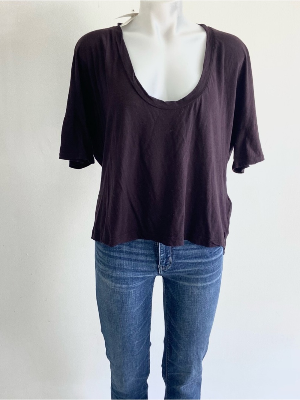 NWT James Perse Eggplant Purple Scoop Neck Short Sleeve Tee 2